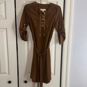 Michael Kors Brown 1/2 Sleeve Dress